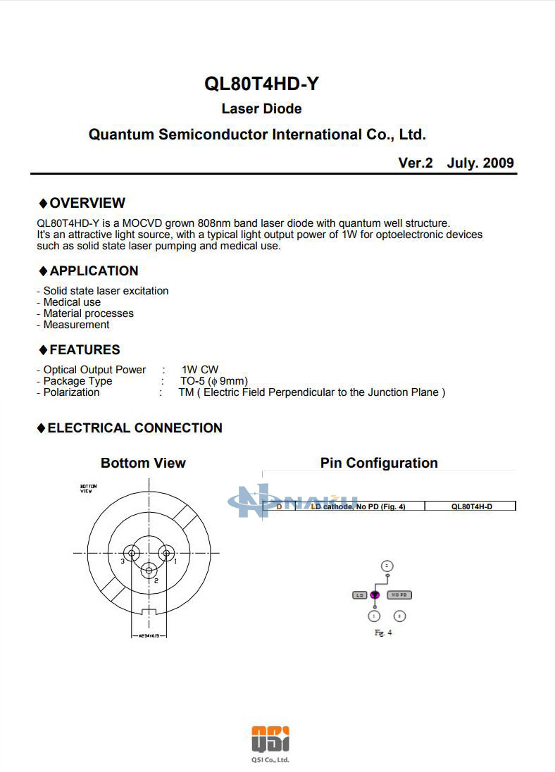 QSI 808nm 1w laser diode